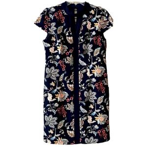 Roz & Ali navy blue & floral pattern dress. size: 12 petite
